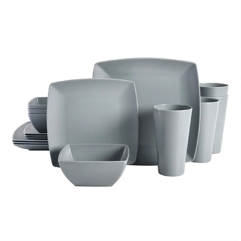 16 Piece Melamine Dinnerware Set Plates, Bowls, & Cups (Open Box)